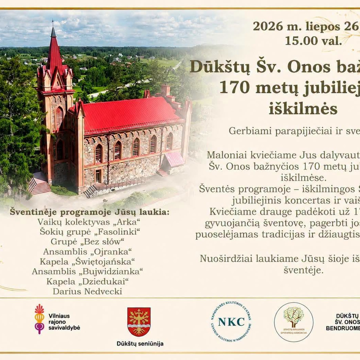 Dūkštų Šv. Onos bažnyčiai – 170 metų